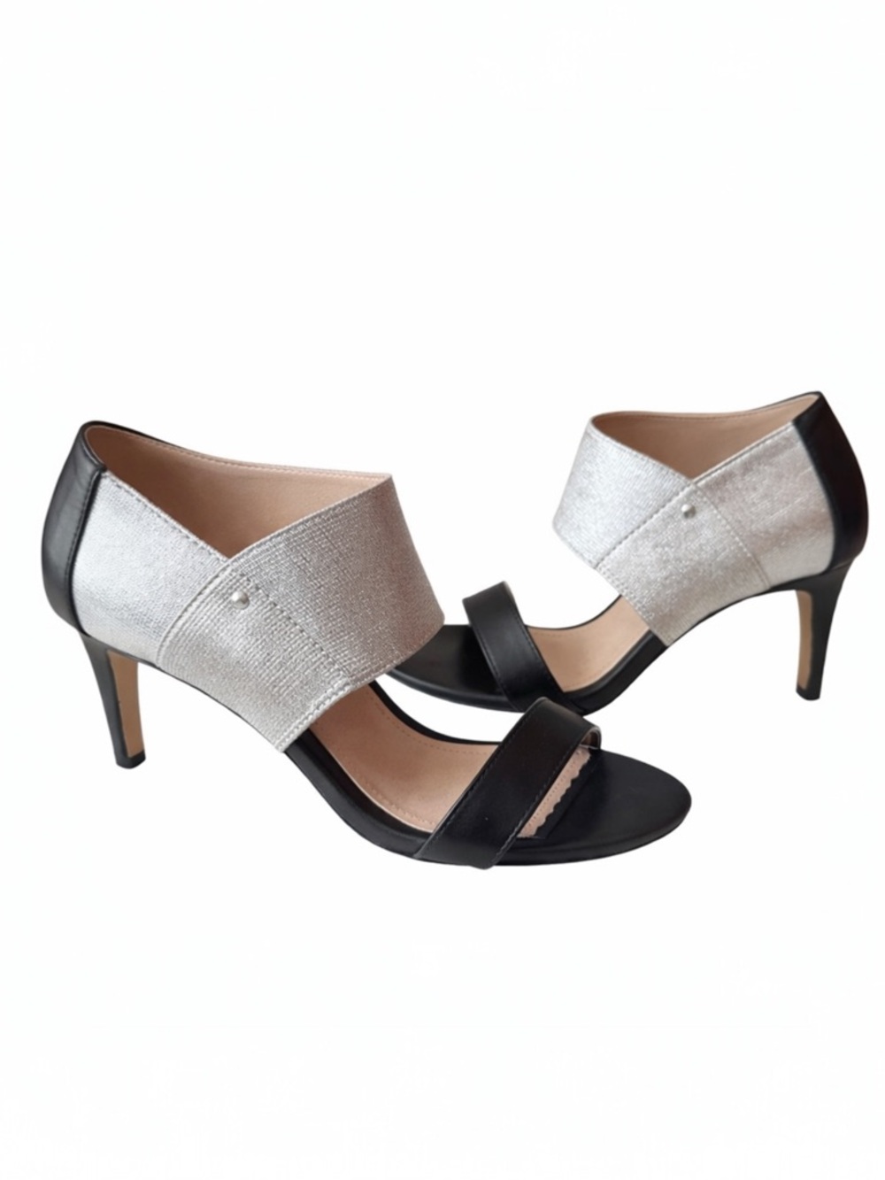 CHARLES by Charles David Silver Metallic Wrap Sandals - Leather - Women's Size 7